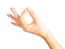 Woman Hand Showing Mudra Gesture Or Holding Something.