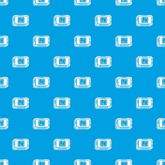Poster - Retro microchip pattern vector seamless blue repeat for any use