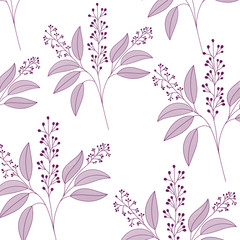 Wall Mural - flowers with branches and leaves pattern