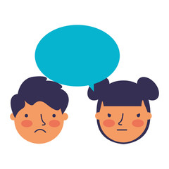 Wall Mural - boy and girl sad emotion speech bubble