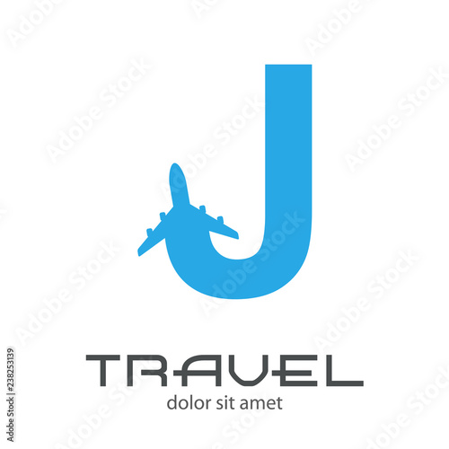 Logotipo Travel Con Letra J Con Avión En Color Azul Buy