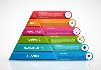 Wall Mural - Infographic template with pyramid for presentations or information booklet. Vector illustration.