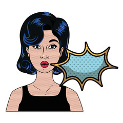 young woman with speech bubble avatar character