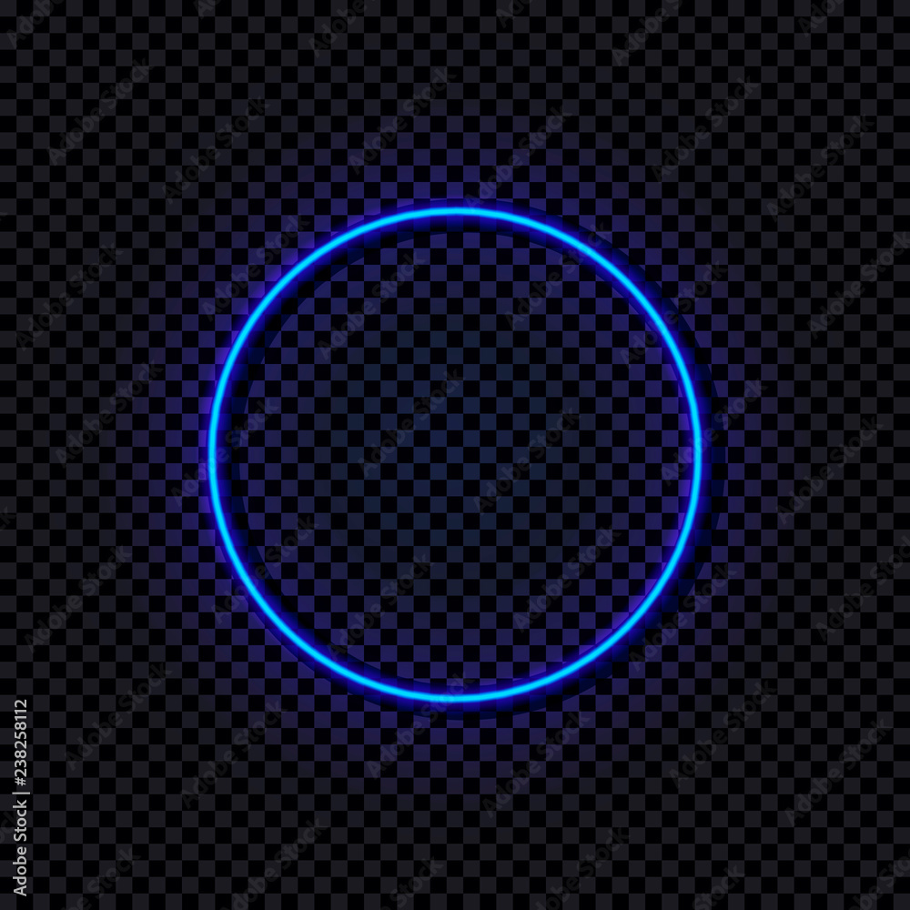 Vector Neon Blue Circle, Glowing Frame, Shine Effect Isolated. - obrazy, fototapety, plakaty 