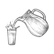 Sketch water or milk splash from glass jug