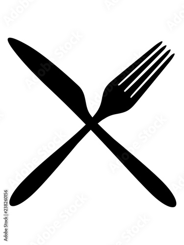 Logo Kreuz X Gabel Messer Besteck Essen Gehen Hunger Mittagessen Lecker Restaurant Teller Koch Chef Grill Meister Schurze Clipart Design Buy This Stock Illustration And Explore Similar Illustrations At Adobe Stock