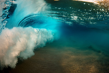 Wall Mural - ocean wave inside underwater, water background