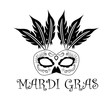 The inscription Mardi Gras, with the image of the carnival mask, vector illustration