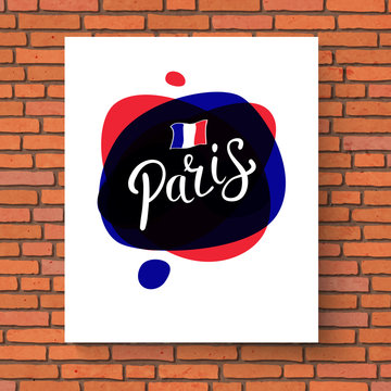 Paris Text on Poster Paper with Abstract Design
