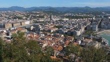 View From Urgull Hill Of Parta Vieja Or Old Town. San Sebastian, Spain.