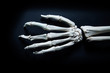 Hand skeleton human bone close up isolated on black background