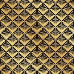 Abstract Seamless Black and Gold Art Deco Vector Pattern