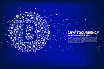 Poster - Vector bitcoin icon from Polygon dot connect line. Concept for cryptocurrency technology and financial network connection.