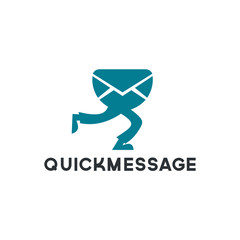 Poster - Quick mail logo template design with a running envelope. Vector illustration.