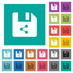 Poster - Share file square flat multi colored icons