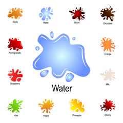 Poster - splashing water icon. Detailed set of color splash. Premium graphic design. One of the collection icons for websites, web design, mobile app