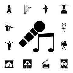 Poster - microphone and musical note icon. Detailed set of theater icons. Premium graphic design. One of the collection icons for websites, web design, mobile app