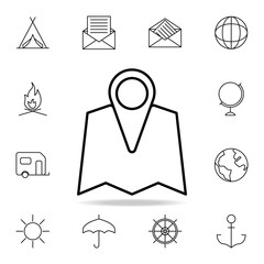 Poster - pin on the map icon. Element of simple icon for websites, web design, mobile app, info graphics. Thin line icon for website design and development, app development on white background