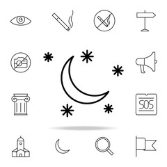 Poster - moon with stars icon. Element of simple icon for websites, web design, mobile app, info graphics. Thin line icon for website design and development, app development on white background