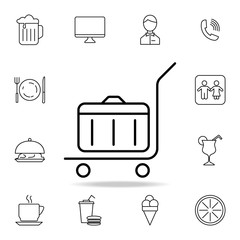 Poster - luggage on a cart icon. Element of simple icon for websites, web design, mobile app, info graphics. Thin line icon for website design and development, app development on white background