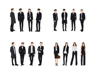 Wall Mural - Vector of young businessman and women wearing suit