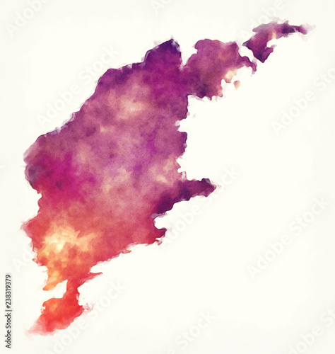 Fotografía Gotland county watercolor map of Sweden in front of a white background