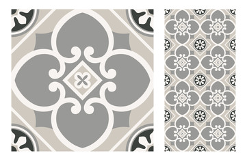 Wall Mural - tiles Portuguese patterns antique seamless design in Vector illustration vintage	