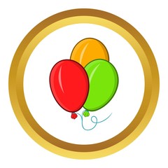 Poster - Balloons vector icon in golden circle, cartoon style isolated on white background