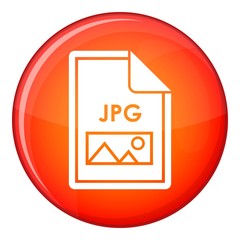 Poster - File JPG icon in red circle isolated on white background vector illustration