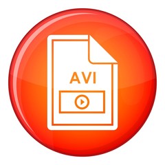 Poster - File AVI icon in red circle isolated on white background vector illustration