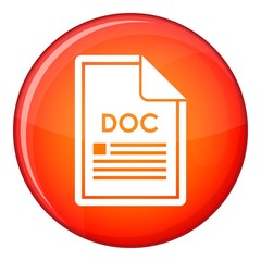 Poster - File DOC icon in red circle isolated on white background vector illustration