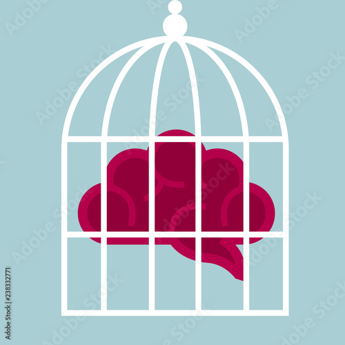 Fényképezés Concept of imprisoned mind, brain in a birdcage