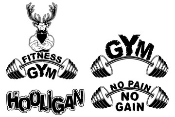 Wall Mural - Vector set design for a gym with an abstract depiction of a strong deer.