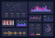 © Yelyzaveta - Modern ui graphic data infographic dashboard.  Design template network management interface screen with charts, and diagrams for web design and analysis information. Vector digital illustration