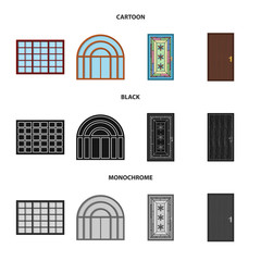 Isolated object of door and front icon. Collection of door and wooden stock symbol for web.