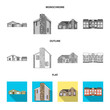 © Svitlana - Isolated object of building and front icon. Collection of building and roof stock vector illustration.