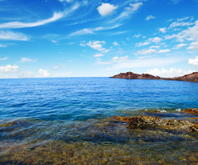 blue sea and clouds