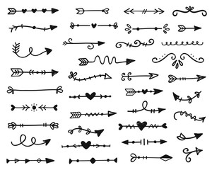 Wall Mural - vector hand drawn arrows set