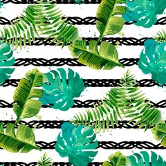 Wall Mural - Exotic seamless tropical pattern.