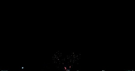 Poster - Celebration firework exploding and glow over dark background with dark and grain processed