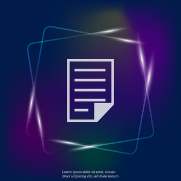 Vector icon of the document  neon light  icon. Flat  Illustration of a business document icon. Layers grouped for easy editing illustration. For your design