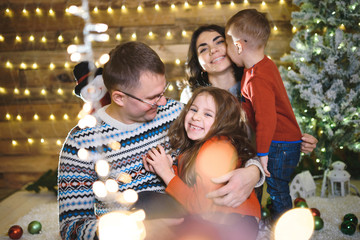 Wall Mural - father hugging happy daughter