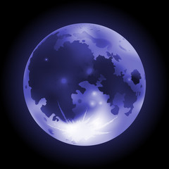 vector illustration of blue full moon