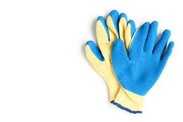 Wall Mural - Blue working protective gloves isolated on white background