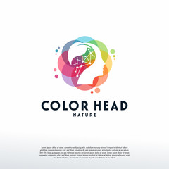 Wall Mural - colorful head pixel logo vector, people mind logo designs template, design concept, logo, logotype e