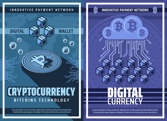 Aufkleber - Bitcoin cryptocurrency and blockchain technology