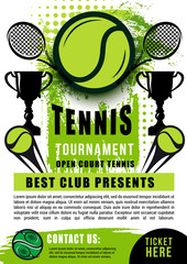 Wall Mural - Tennis ball, rackets and trophy. Sport tournament