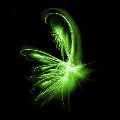 Poster - Green fractal on black background