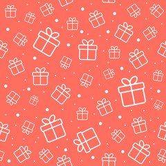 Wall Mural - gift boxes seamless pattern. living coral vector background