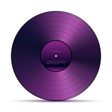 Purple DJ Vinyl Record Plate For Music Player Isolated On White Background. Vector Design Element.